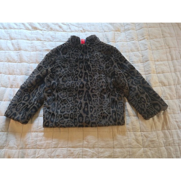 Pretty Rugged Faux Fur Leopard / Black Satin Bolero Jacket/Coat - Medium - Picture 1 of 10